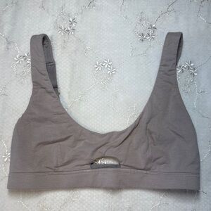 subset organic cotton keyhole bra – gray‑brown – size medium